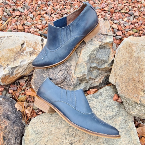 Sixty Seven Anthro Rio Grande Blue Leather Ankle Booties 39 8.5 9 Western Boots - Picture 12 of 15